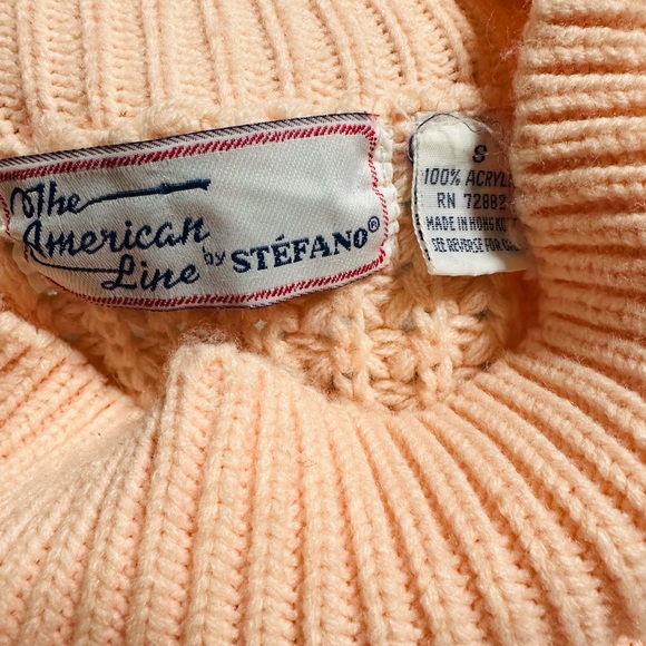 Vintage chunky knit semi cropped peach mockneck sweater - Picture 5 of 7